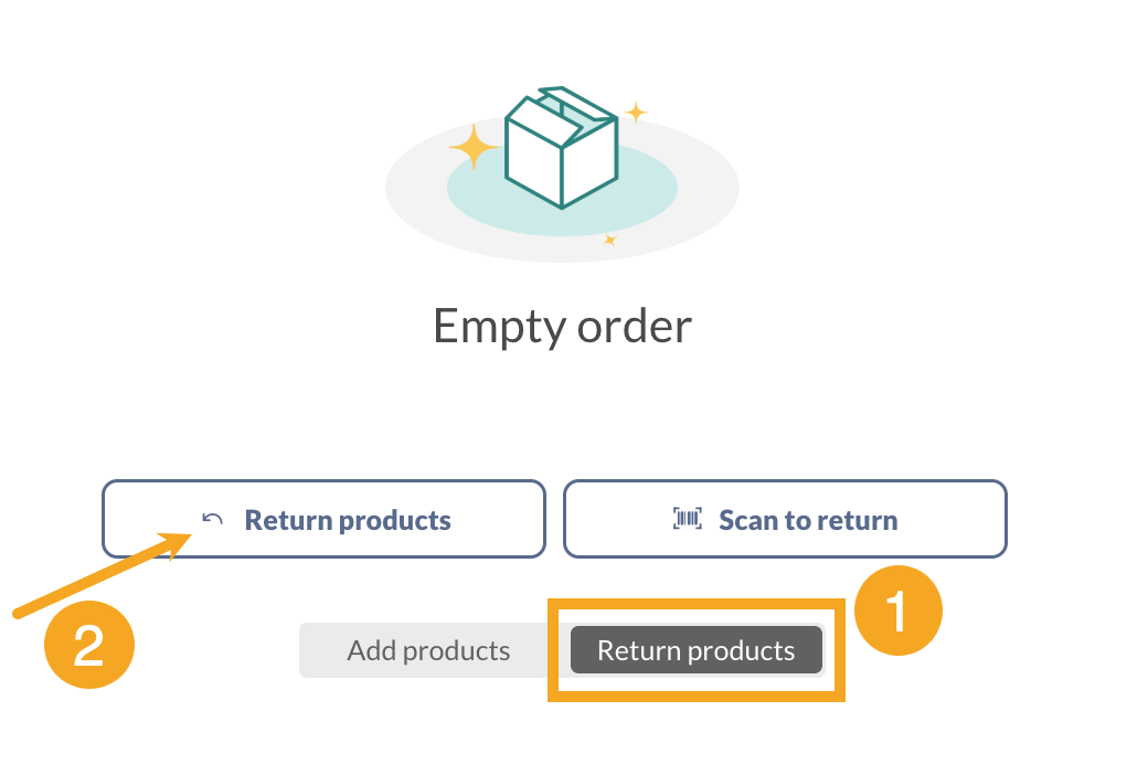 Select the Return products button to start a return on a blank sales order.