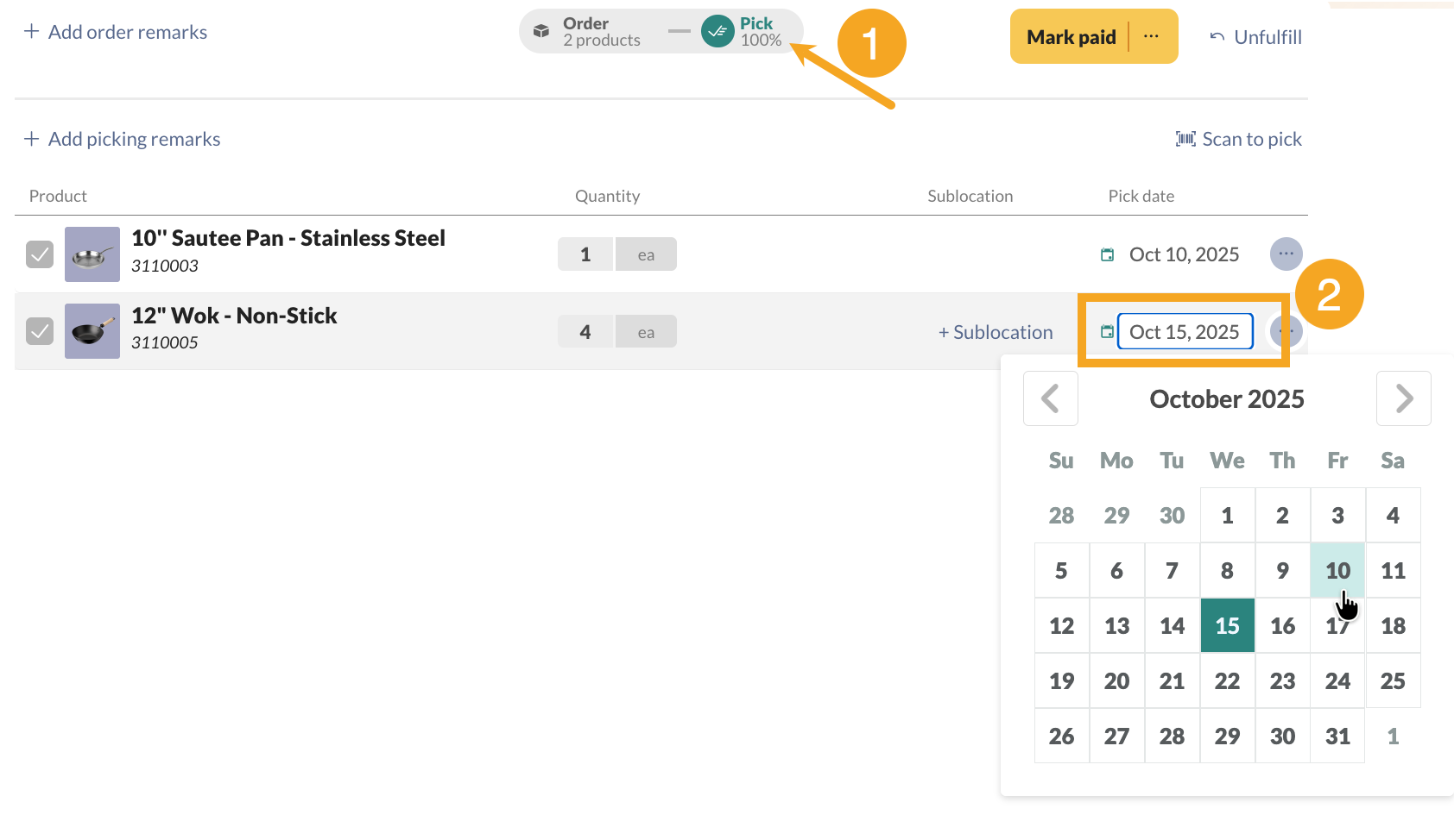Changing the pick date from October 15, 2025, to October 10, 2025.