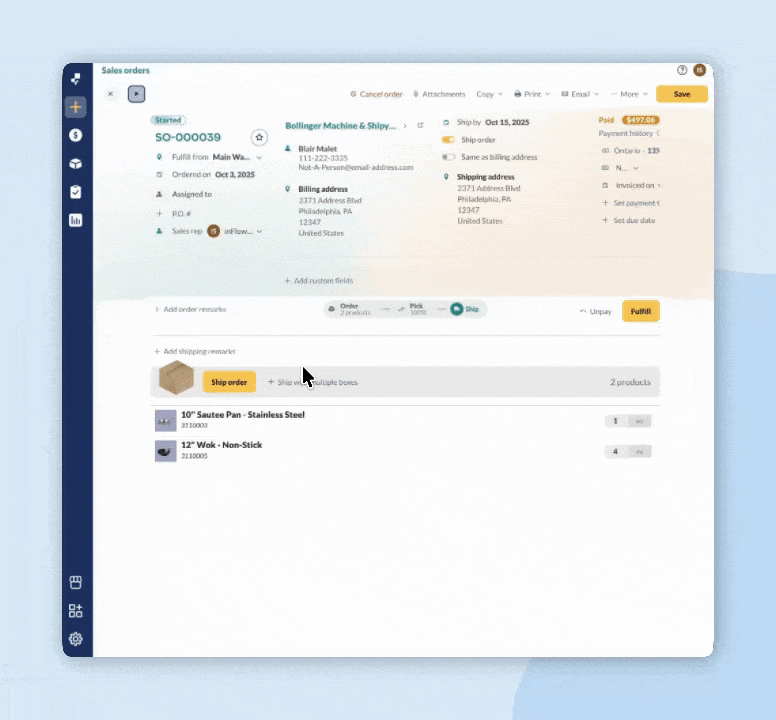 Shipping with multiple boxes on a sales order.