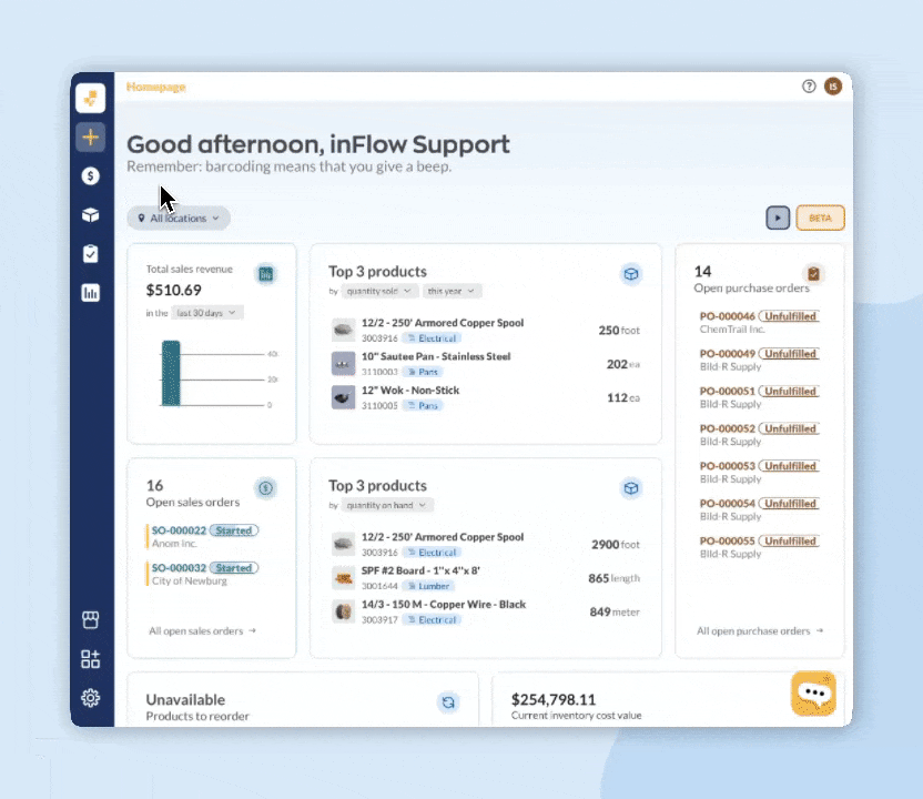 How to navigate to the Current stock screen, and adjust the filters and headers to narrow down product results.