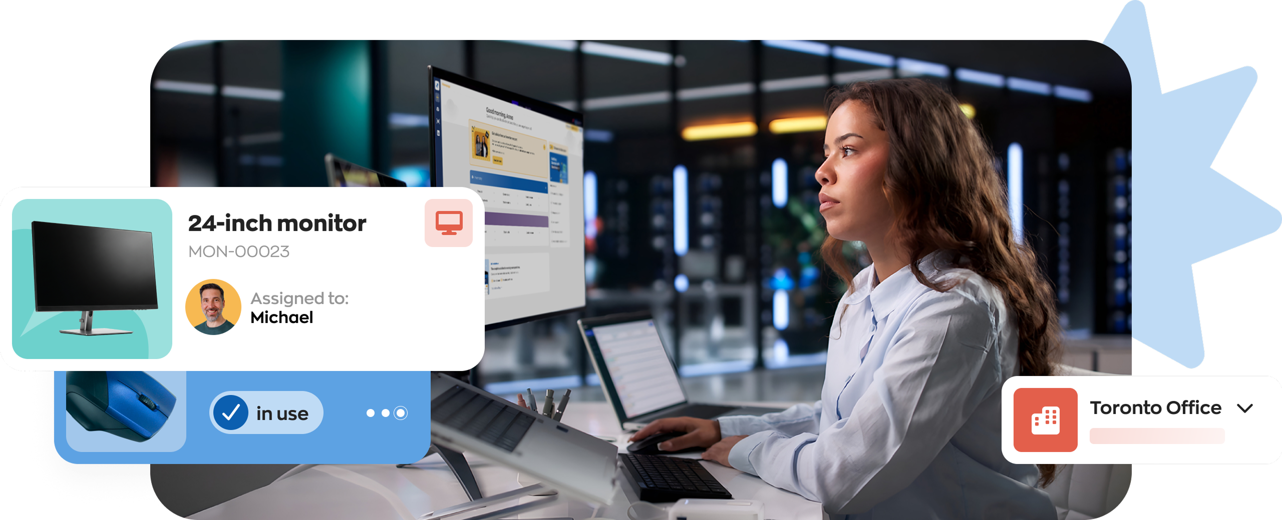 inFlow Stockroom can be used to track assets like computer monitors at an office.